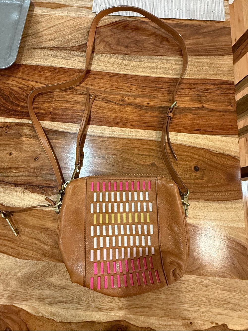 Fossil Maya Interlaced- Patchwork Leather Crossbody Bag
